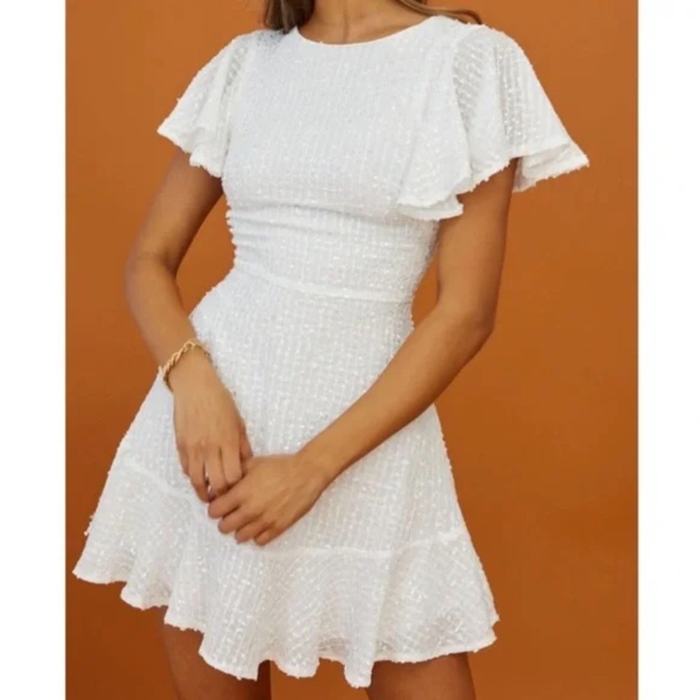 Selfie Leslie White Textured Mini Dress